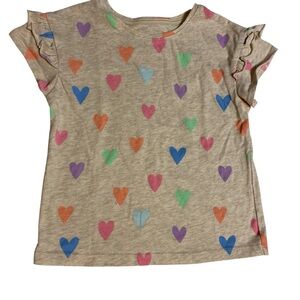 Girls' Multicolor Heart Flutter Sleeve Tee - Gray size 5 little girls